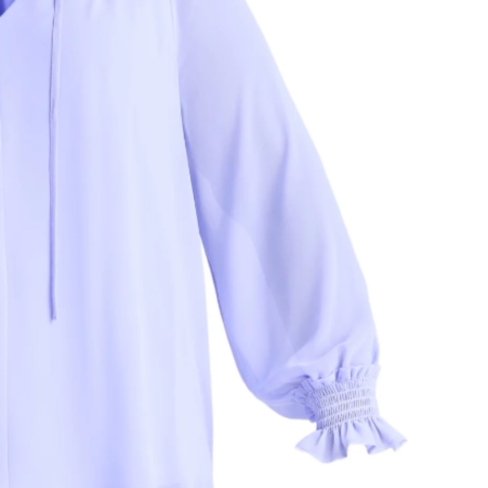 Terra and Sky Women’s Plus Lavender Ruffle Neck Blouse Size 3X NWT - Picture 7 of 8